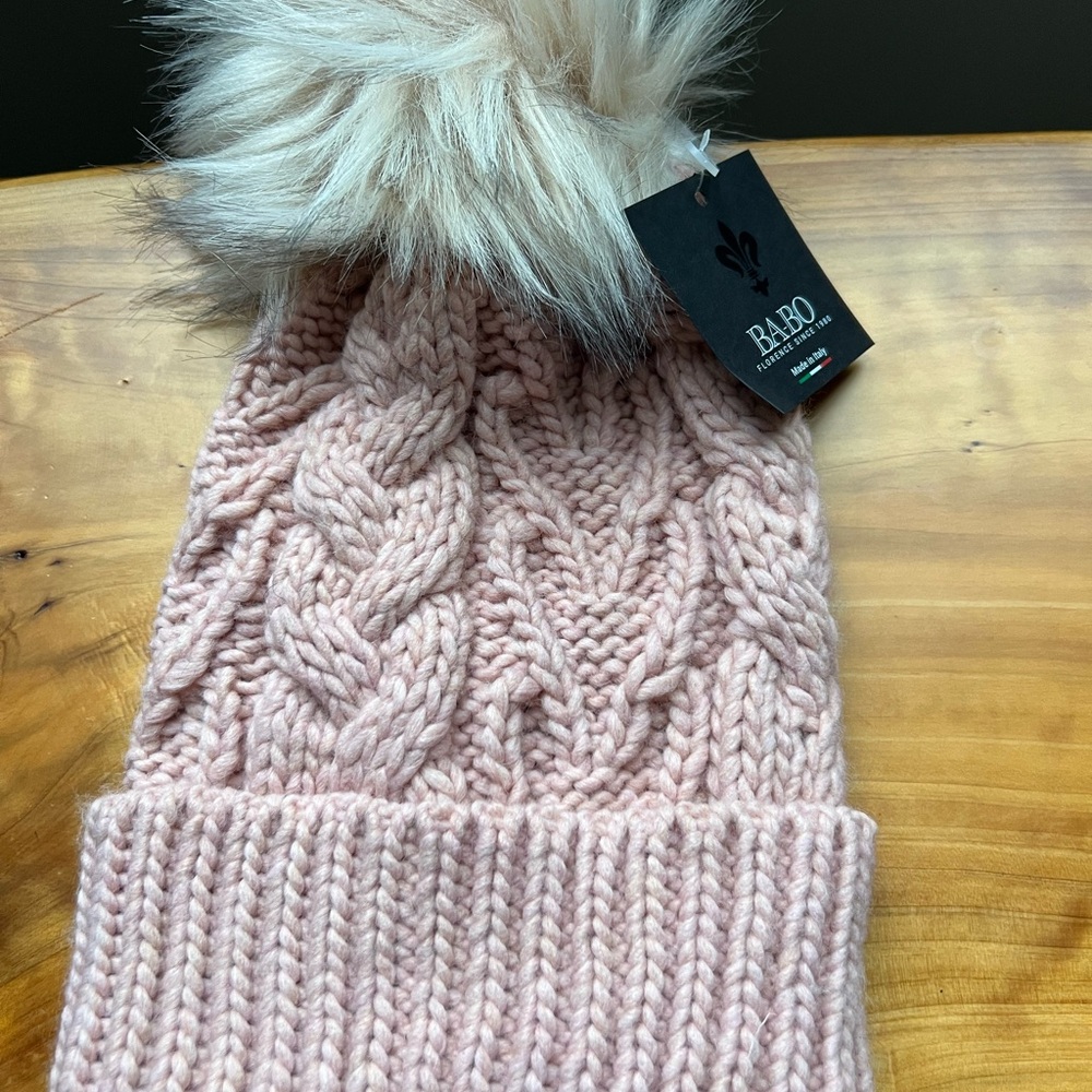 Pink Knit Pom-Pom Hat